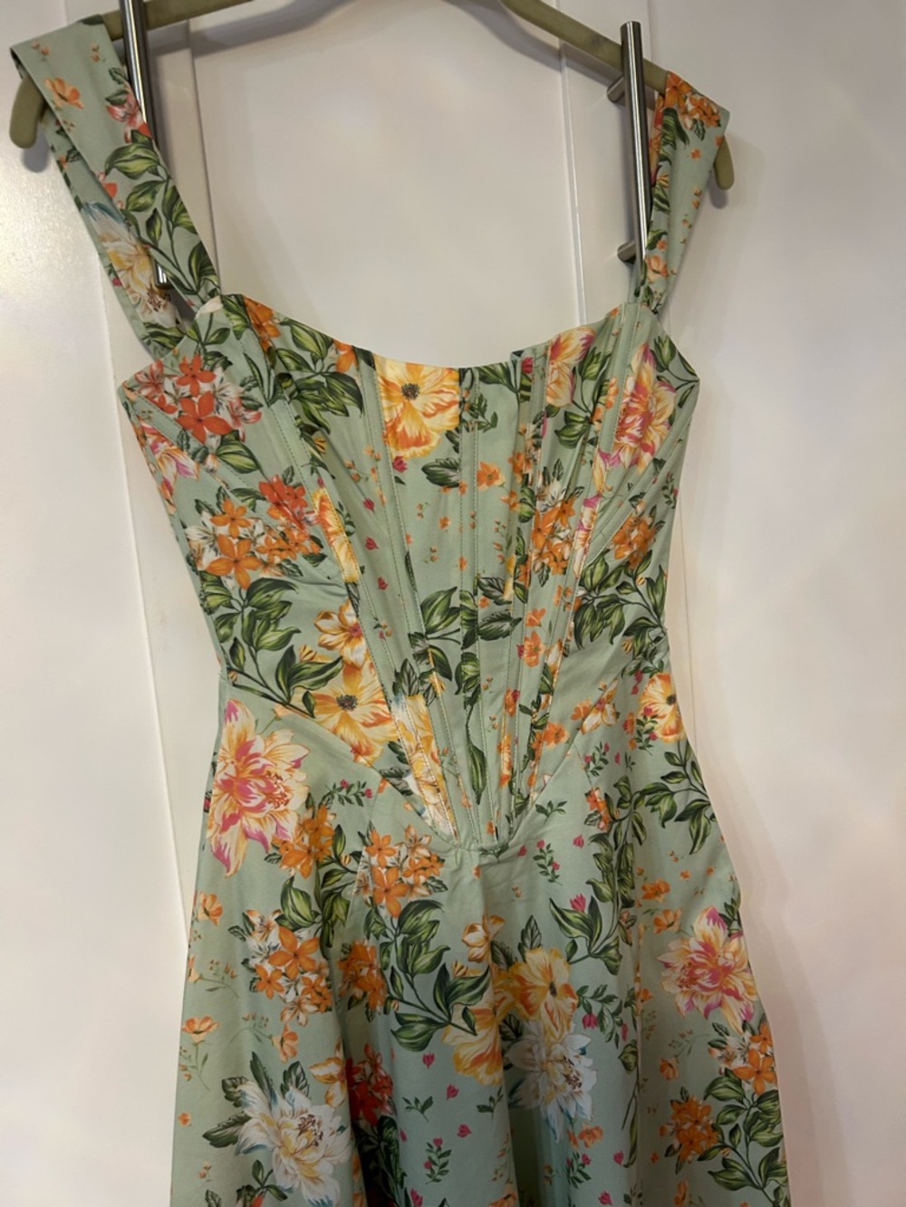 House of CB Sabrina Light Jade Floral Print Bustier Sundress - Picture 4 of 10
